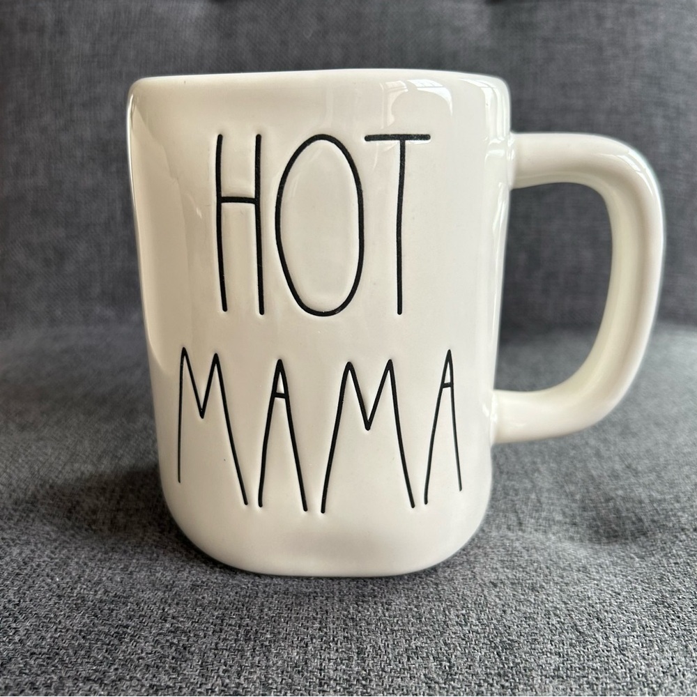 Rae Dunn Coffee Mug Hot Mama Ivory Black 16 oz